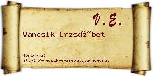 Vancsik Erzsébet névjegykártya